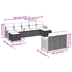 Avis vidaXL Salon de jardin avec coussins 9 pcs beige résine tressée