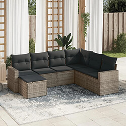 vidaXL Salon de jardin avec coussins 7 pcs gris résine tressée 