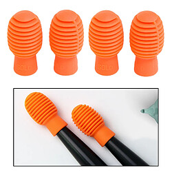 4pcs Silicone Tambour Bâton Tête Manchon Drumstick Housse En Caoutchouc Orange pas cher