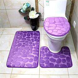 LUUCOZK Tapis de bain antidérapants absorbants à séchage rapide, décoration de salle de bain, violet-3 piècesensemble