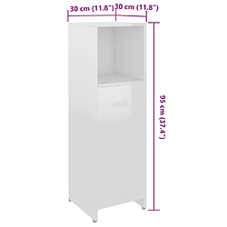 vidaXL Armoire de salle de bain Blanc brillant 30x30x95 cm pas cher