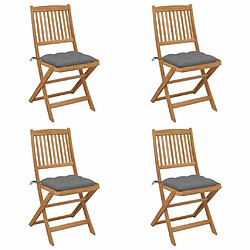 Maison Chic Lot de 4 Chaises pliables de jardin avec coussins - Fauteuil d'extérieur Bois d'acacia -MN52561