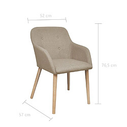 vidaXL Chaises à manger lot de 4 beige tissu et chêne massif pas cher