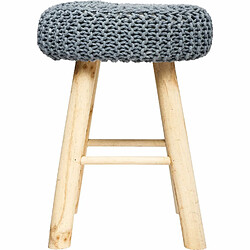 Atmosphera, Createur D'Interieur Tabouret assise tricot Suzette - H. 43 cm - Gris