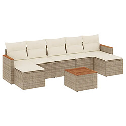 vidaXL Salon de jardin avec coussins 8 pcs beige résine tressée