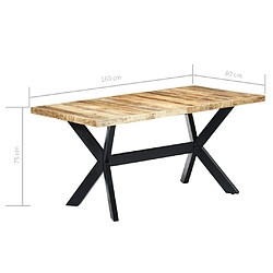 vidaXL Table à manger 160x80x75 cm Bois de manguier massif brut pas cher