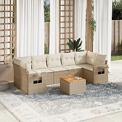 vidaXL Salon de jardin avec coussins 8 pcs beige résine tressée 