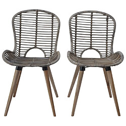 Maison Chic Lot de 2 Chaises à manger,Chaise pour cuisine,Solide Structure marron rotin naturel -MN97127