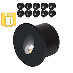 HOROZ ELECTRIC Lot de 10 Spots LED muraux rond noir 3W 4000K