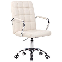 Decoshop26 Chaise de bureau sur roulettes moderne et confortable en tissu crème BUR10636