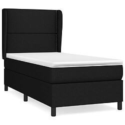 vidaXL Sommier à lattes de lit avec matelas Noir 100x200 cm Tissu