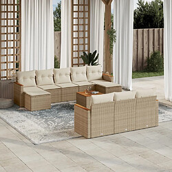 Maison Chic Salon de jardin 11 pcs avec coussins | Ensemble de Table et chaises | Mobilier d'Extérieur beige résine tressée -GKD54216