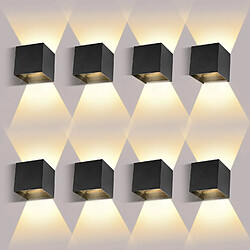 Stoex 8pcs Applique murale 12W Led chambre Moderne Interieur, Up and Down Design Réglable Lampe, Aluminium luminaires applique murale led Noir pour Chambre Maison Couloir Salon (Blanc 8pcs Applique murale 12W Led chambre Moderne Interieur, Up and Down Design Réglable Lampe, Aluminium luminaires applique murale led Noir pour Chambre Maison Couloir Salon (Blanc Chaud )