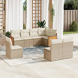 vidaXL Salon de jardin avec coussins 8 pcs beige résine tressée