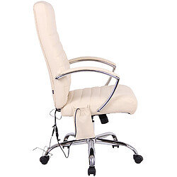 Decoshop26 Fauteuil de bureau en synthétique crème avec fonction massage réglable en hauteur et pivotant BUR10367