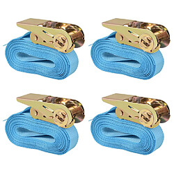 vidaXL Sangle d’arrimage 4 pcs 0,8 tonne 6 m x 25 mm Bleu