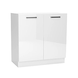 Pegane Meuble bas de cuisine avec 2 portes coloris blanc - longueur 80 x profondeur 44,60 x hauteur 82 cm 