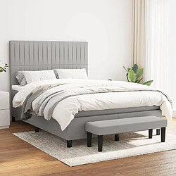 vidaXL Sommier à lattes de lit avec matelas Gris clair 140x190cm Tissu