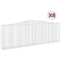 vidaXL Paniers à gabions arqués 8 pcs 400x30x120/140 cm Fer galvanisé