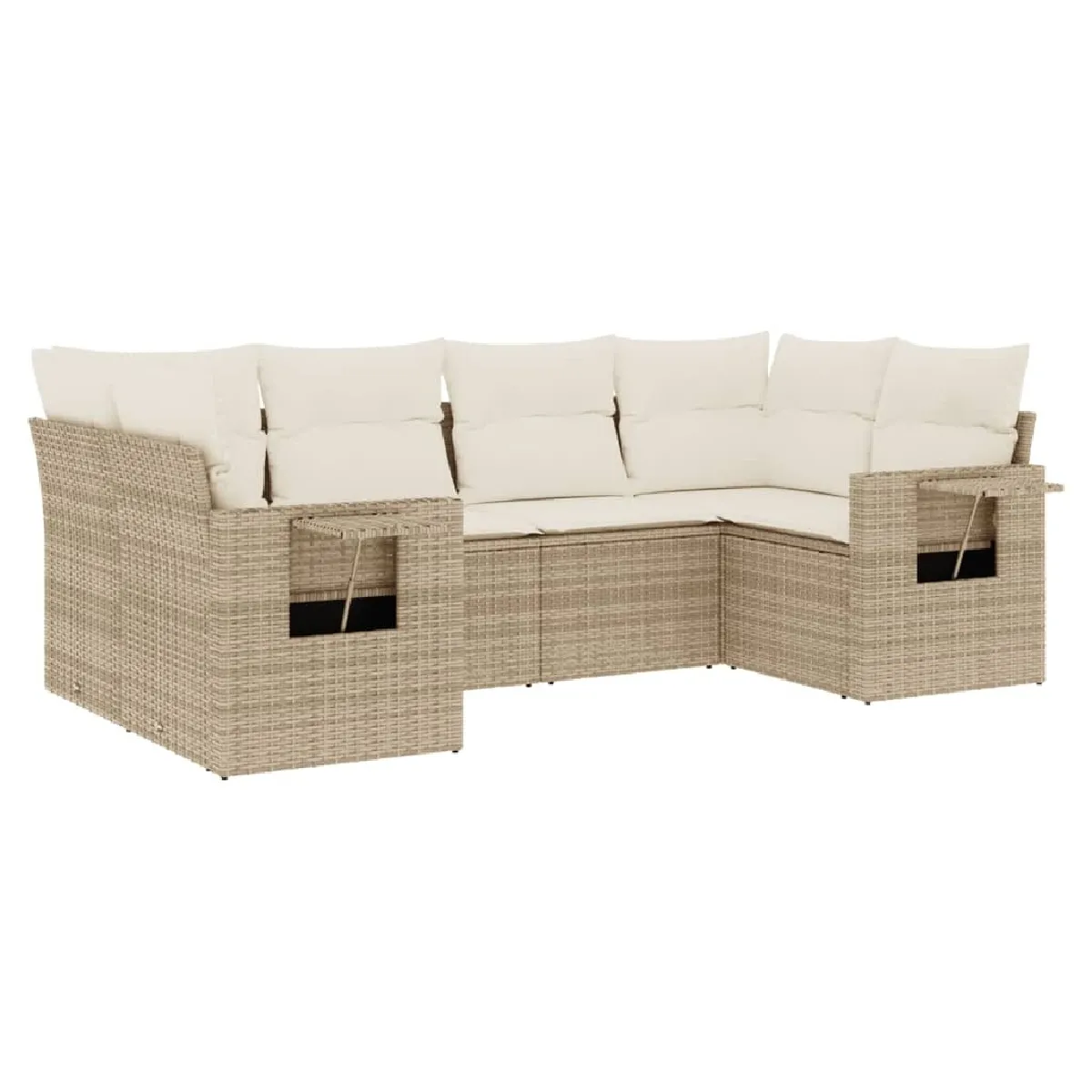 Maison Chic Salon de jardin avec coussins 6 pcs, Ensemble Tables et chaises de jardin, beige résine tressée -GKD660737