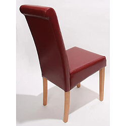 Mendler Lot de 2 chaises de séjour Novara II, cuir ~ rouge/pieds clairs