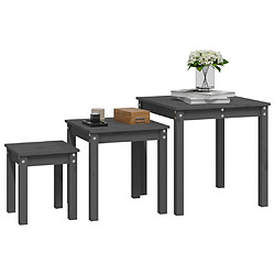 Avis vidaXL Tables gigognes 3 pcs Gris Bois de pin massif