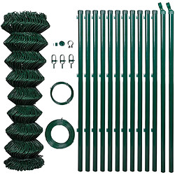 vidaXL Clôture à mailles losangées avec poteaux Acier 0,8x25 m Vert