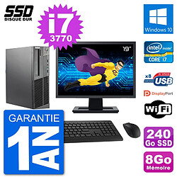 PC Lenovo M92p SFF Ecran 19" Intel i7-3770 RAM 8Go SSD 240Go Windows 10 Wifi · Occasion 