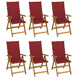 Maison Chic Lot de 6 Chaises pliables d'extérieur avec coussins | chaises de jardin | Fauteuil Relax Bois d'acacia -GKD47995