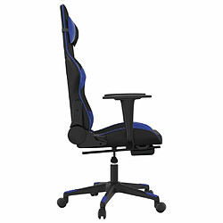 Avis vidaXL Chaise de jeu avec repose-pied Noir et bleu Similicuir