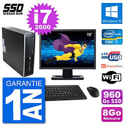 PC HP 8300 Elite SFF Ecran 19" Intel i7-2600 RAM 8Go SSD 960Go Windows 10 Wifi - Occasion