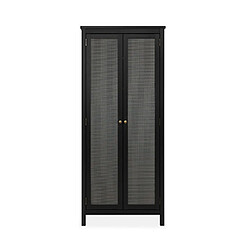 Avis Mes Armoire 2 portes 79,9x40x181,2 cm noir et décor cannage - CORDY