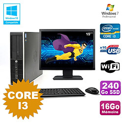 Lot PC HP Compaq 6200 Pro SFF Core i3 3.1GHz 16Go 240Go SSD DVD WIFI W7 + Ecran 19 - Occasion