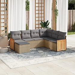 Maison Chic Salon de jardin avec coussins 7 pcs, Ensemble Tables et chaises de jardin, beige résine tressée -GKD685309