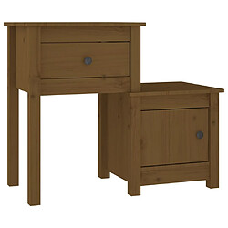 Maison Chic Table de chevet, Table de Nuit, Meuble de rangement Marron miel 79,5x38x65,5 cm Bois de pin massif