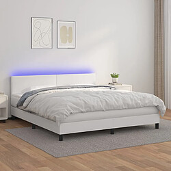 vidaXL Sommier à lattes de lit avec matelas et LED Blanc 160x200 cm 