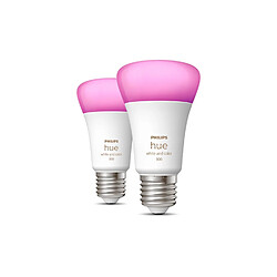 Philips Hue Pack 2 Ampoules LED Intelligentes E27 6.5W 570 lm A60 Hue White RGBW Ledkia Pack 2 Ampoules LED Intelligentes E27 6.5W 570 lm A60 Hue White