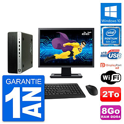 PC HP ProDesk 600 G3 SFF Ecran 22" G4400 RAM 8Go Disque Dur 2To Windows 10 Wifi - Occasion