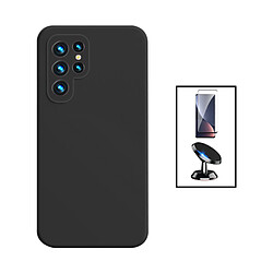 Kit de film en verre trempé de la couverture 5D + couvercle de silicone liquide + SuppOrt Magnétique Phonecare pour Samsung Galaxy S24 Ultra 5G - le noir 