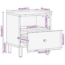 vidaXL Tables de chevet 2 pcs 40x33x46 cm Bois d'acacia massif pas cher