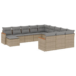 vidaXL Salon de jardin avec coussins 12 pcs beige résine tressée