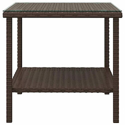 Avis Maison Chic Table d'appoint | Table Basse marron 45x45x45 cm poly rotin et verre trempé -GKD64591