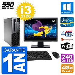 PC Lenovo M92p SFF Ecran 19" Intel i3-2120 RAM 4Go SSD 240Go Windows 10 Wifi · Occasion 