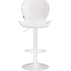 Decoshop26 Lot de 2 tabourets de bar avec coutures décoratives en forme de losanges en PVC blanc et métal blanc 10_0004111