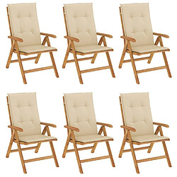 Maison Chic Lot de 6 Chaises de jardin inclinables,Fauteuil d'extérieur et coussins bois teck -MN31084