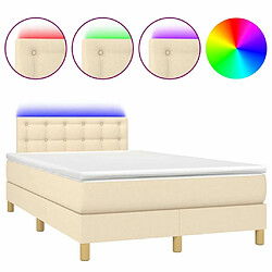 Sommier à lattes LED,Cadre à lattes de lit avec matelas pour Adulte Crème 120x200 cm Tissu -MN96694