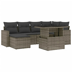 vidaXL Salon de jardin avec coussins 7 pcs gris résine tressée