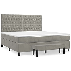 vidaXL Sommier à lattes de lit et matelas Gris clair 180x200cm Velours