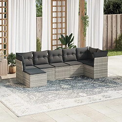 vidaXL Salon de jardin avec coussins 7 pcs gris clair résine tressée 