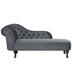 Beliani Méridienne Chesterfield en velours gris NIMES